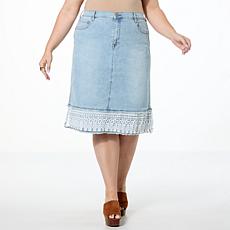 DG2 by Diane Gilman New Classic Stretch Embellished Denim Skirt