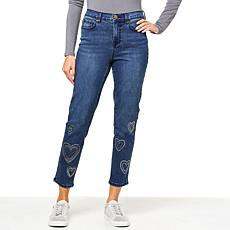 DG2 by Diane Gilman New Classic Stretch Heart Embellished Ankle Jean