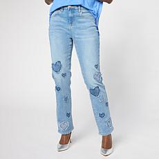 DG2 by Diane Gilman New Classic Stretch Heart Patch Straight-Leg Jean