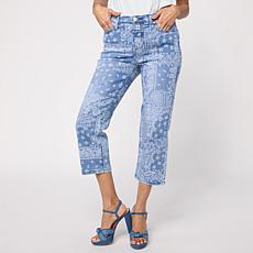 DG2 by Diane Gilman New Classic Stretch Scarf Print Straight Crop Jean