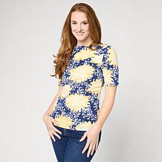 DG2 by Diane Gilman Printed Boatneck Elbow Sleeve Top