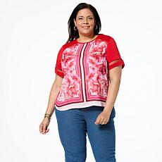 DG2 by Diane Gilman Printed Mixed Media Top