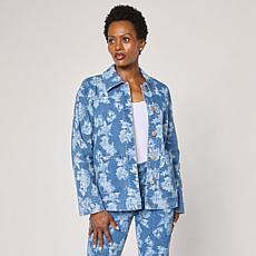 DG2 by Diane Gilman Printed Stretch Denim Barn Jacket