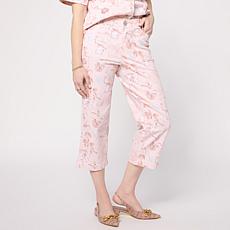 DG2 by Diane Gilman Printed Stretch Denim Utility Crop Jean