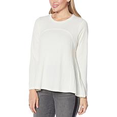 DG2 by Diane Gilman Seamed Brushed Sweater Knit Swing-Hem Top