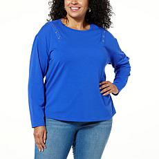 DG2 by Diane Gilman Snapped Cold Shoulder Knit Top
