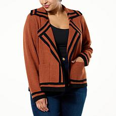 DG2 by Diane Gilman SoftEase Knit Cardigan with Border Trim