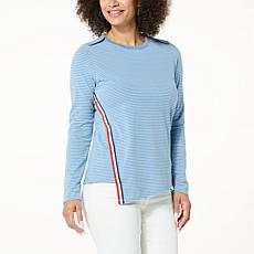 DG2 by Diane Gilman Striped Knit Asymmetric Button Top