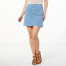 DG2 by Diane Gilman Super Stretch Knit Denim Skort with Buttons