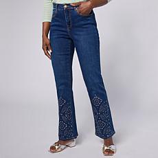 Diane Gilman New Classic Stretch Stud Embellished Bootcut Jean