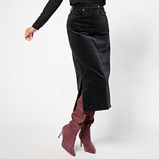 Diane Gilman Stretch Velveteen Slide Slit Midi Skirt