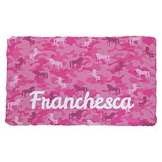 Dinosaur Blue Camo Personalized Fuzzy Throw Blanket