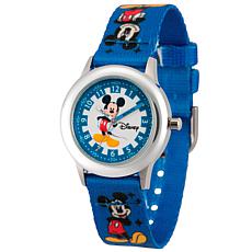 Disney Mickey Mouse Kid's Time Teacher Watch w/ Printed Blue Strap