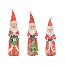Distressed Wood Design Santa Figurine - 3-piece Set