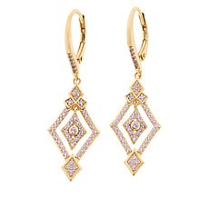 Doris Panos Goldtone Sterling Silver Ti Amo CZ Drop Earrings