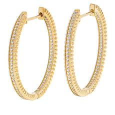 Doris Panos Sterling Silver Pegasus CZ Inside-Outsize Hoop Earrings