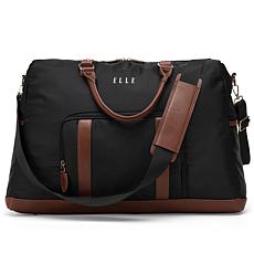 ELLE Luxe Journey 30L Twill and Vegan Leather Weekender Duffel Bag