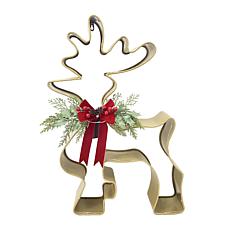 Fraser Hill Farm 26-in. Gold Metal Reindeer with Bow & LED Lights &...
