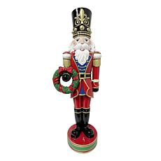 Fraser Hill Farm 3.8-ft. Resin Nutcracker Statue with Wreath, White...