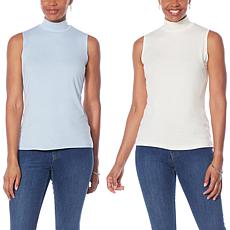 G by Giuliana 2-pack EcoLuxe Jersey Knit Mock-Neck Tanks