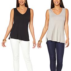 G by Giuliana 2-pack EcoLuxe Jersey Knit V-Neck Tanks