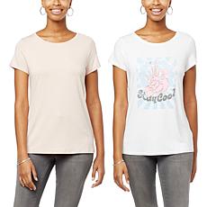 G by Giuliana 2-pack EcoLuxe Short-Sleeve Crew-Neck Tees