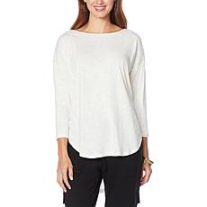 G by Giuliana 3/4 Sleeve Hi-Low Hem Slub Knit Tee