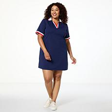 G by Giuliana Americana Knit T-Shirt Dress with Rib Knit Trim