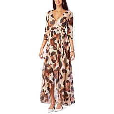 G by Giuliana Animal Print Tulip-Hem Mesh Knit Maxi Dress