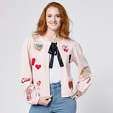 G by Giuliana Black Label Embroidered Knit Cardigan