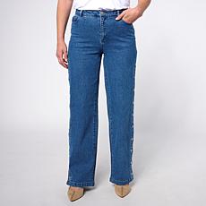 G by Giuliana Denim Straight Leg Pant with Snap Button Detail
