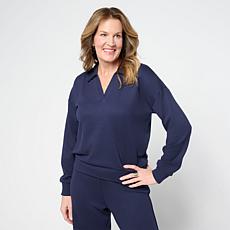 G by Giuliana Diamond Knit Polo Sweatshirt