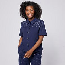 G by Giuliana French Terry Top with Rhinestones