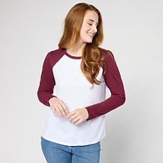 G by Giuliana Knit Colorblock Long-Sleeve Baseball Tee