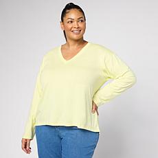 G by Giuliana Knit V-Neck Pullover with High Low Hem
