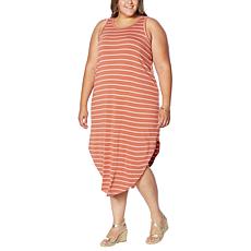 G by Giuliana LounGy EcoLuxe Striped Cutout Tank Dress