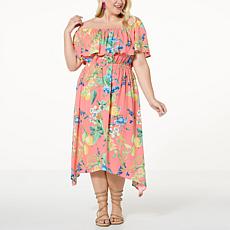 G by Giuliana Off-the-Shoulder Woven Dobby Midi Dress
