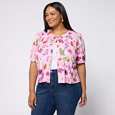 G by Giuliana Printed Sweater Knit Cardigan