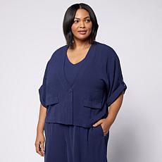 G by Giuliana Short Sleeve Stretch Woven Jacket