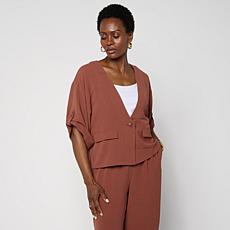 G by Giuliana Short Sleeve Stretch Woven Jacket