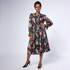 G by Giuliana Woven Crepe Button Front Ruffle Dress