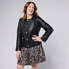 G by Giuliana Woven Quilted Leather Jacket