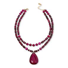 GemHues 17" Bronze Gemstone Double Layered Beaded Necklace      