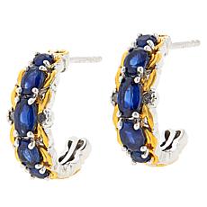 Gems by Michael Royal Blue Sapphire and Diamond Half Hoop Earrings