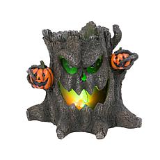Gerson 12.4" Tall Electric Resin Smoking Haunted Tree Stump