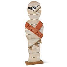 Gerson Company 32"H Painted Rustic Wood Halloween Mummy Figurine