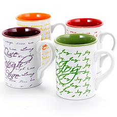 Gibson Inspirational Words 16 oz Mug 4 Assorted Designs Decorated