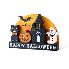 Glitzhome 12"L HAPPY HALLLOWEEN Wooden Table Block Set of 5