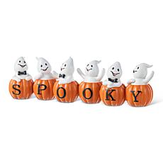 Glitzhome 15.5''L Halloween SPOOKY Ghost Pumpkin Table Decor