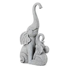 Glitzhome 18.25" Resin Mother and Baby Elephant Statue